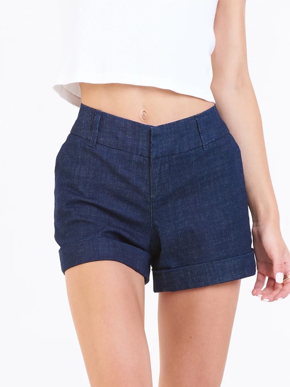 Dear John Dark Blue Cuffed Denim Shorts